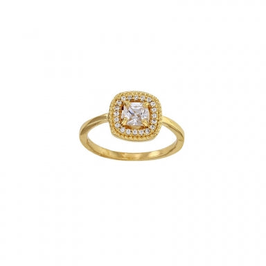 Verguld gouden ring met zirkonia stenen 18kt goldplated