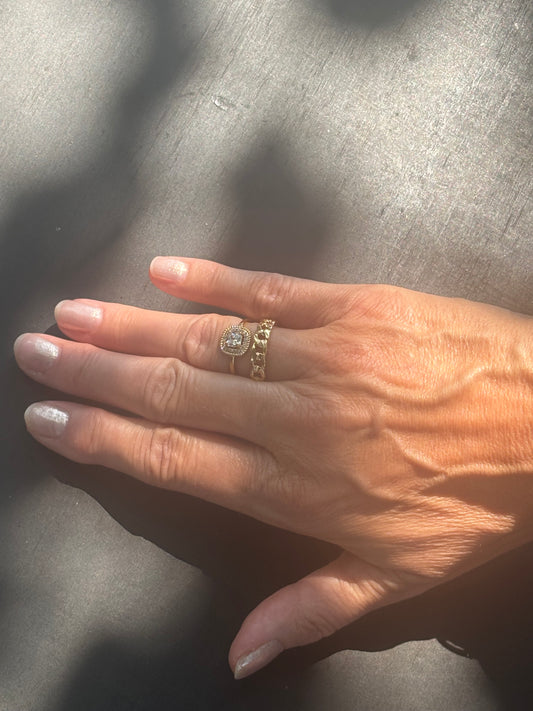 Cuban link ring 18kt gold plated